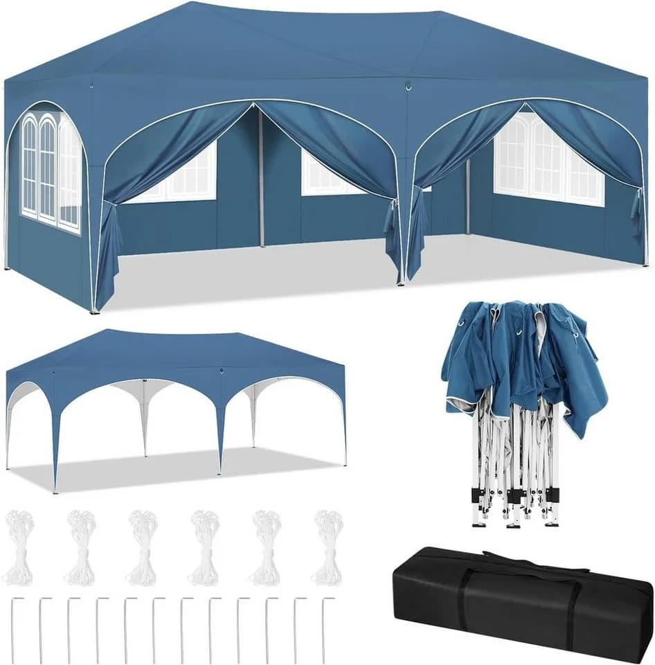 Woltu Pavillon 3x6m Höhenverstellbar mit 6 Seitenwänden - Bild 2