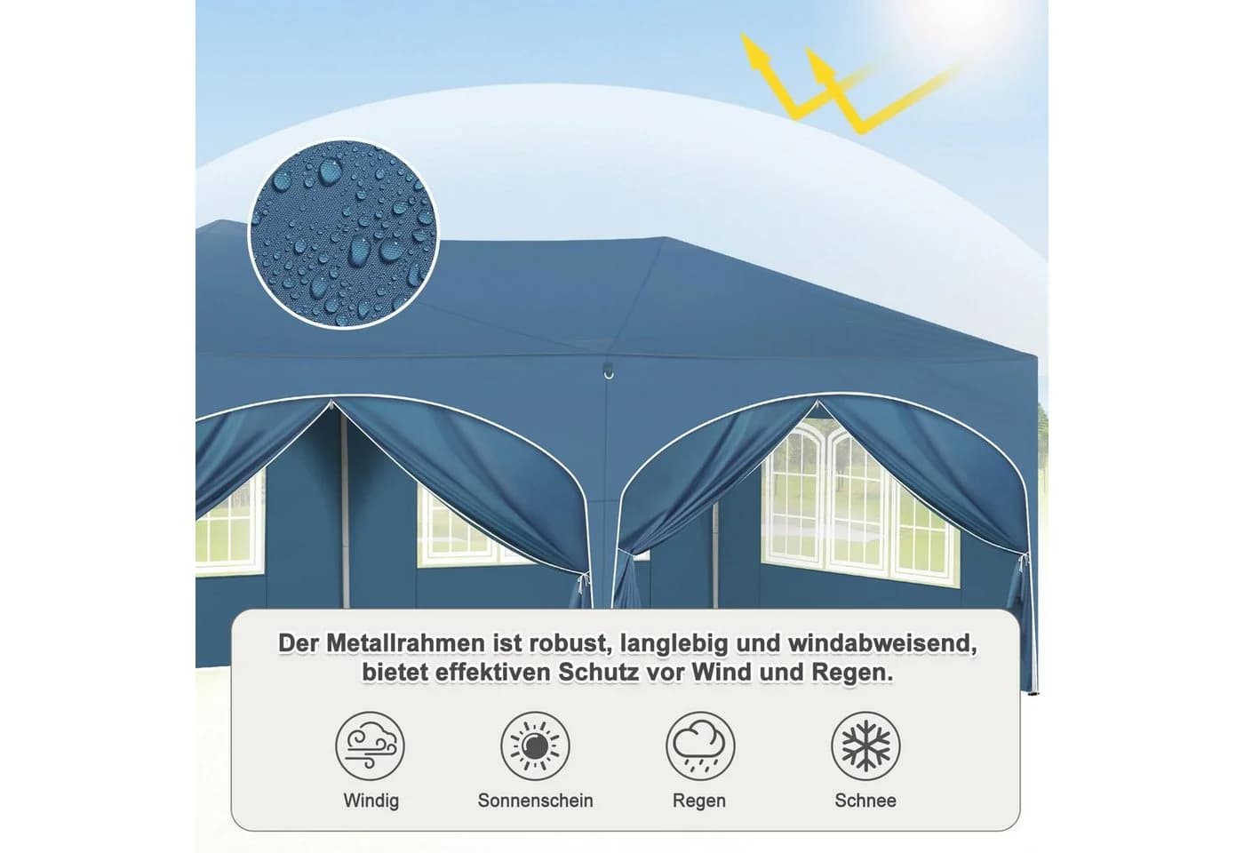 Woltu Pavillon 3x6m Höhenverstellbar mit 6 Seitenwänden - Bild 4