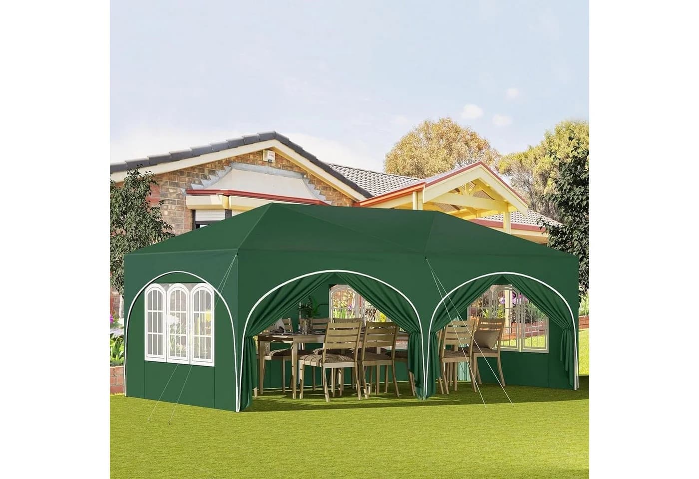 Woltu Pavillon 3x6m Beige/Grau/Blau/Grün