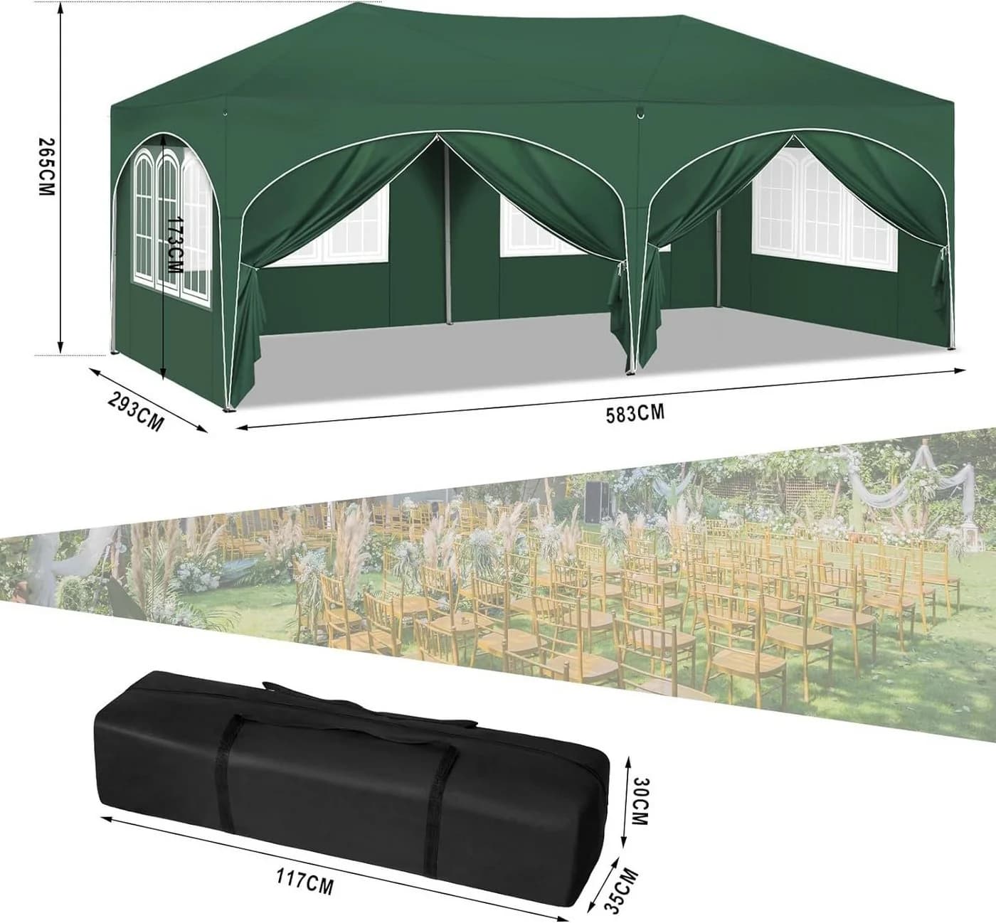 Woltu Pavillon 3x6m Beige/Grau/Blau/Grün - Bild 3