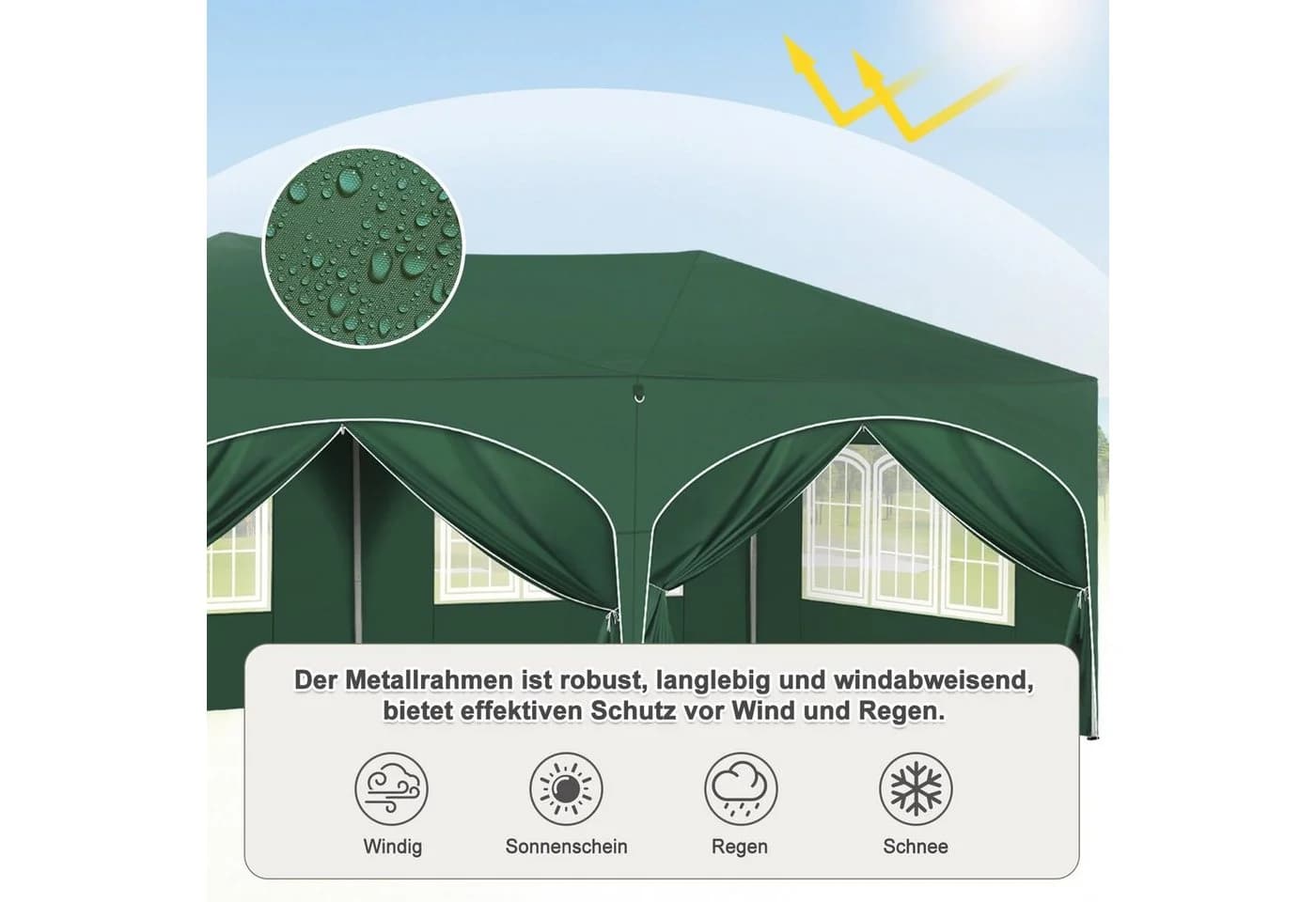 Woltu Pavillon 3x6m Beige/Grau/Blau/Grün - Bild 4