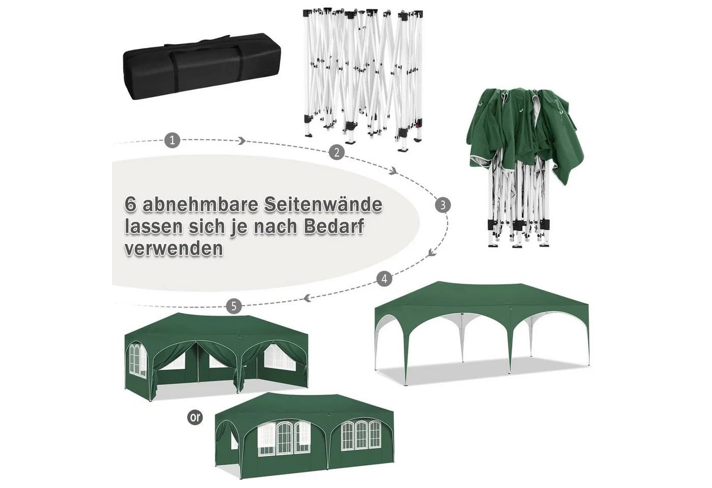 Woltu Pavillon 3x6m Beige/Grau/Blau/Grün - Bild 5
