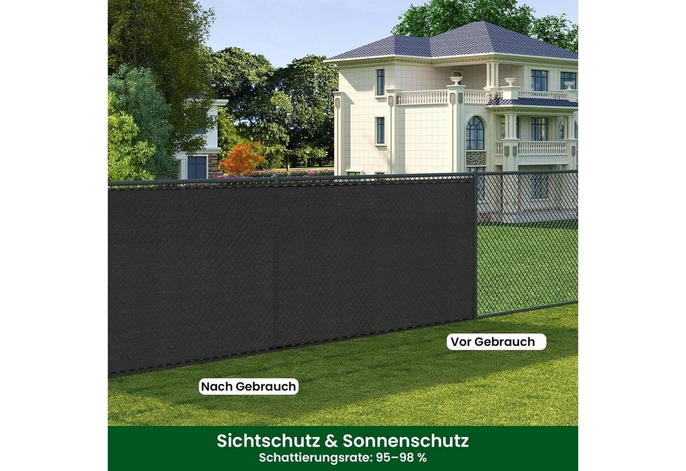 Woltu Sichtschutzzaun HDPE Anthrazit