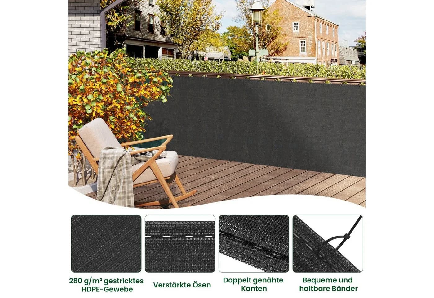 Woltu Sichtschutzzaun HDPE Anthrazit - Bild 5
