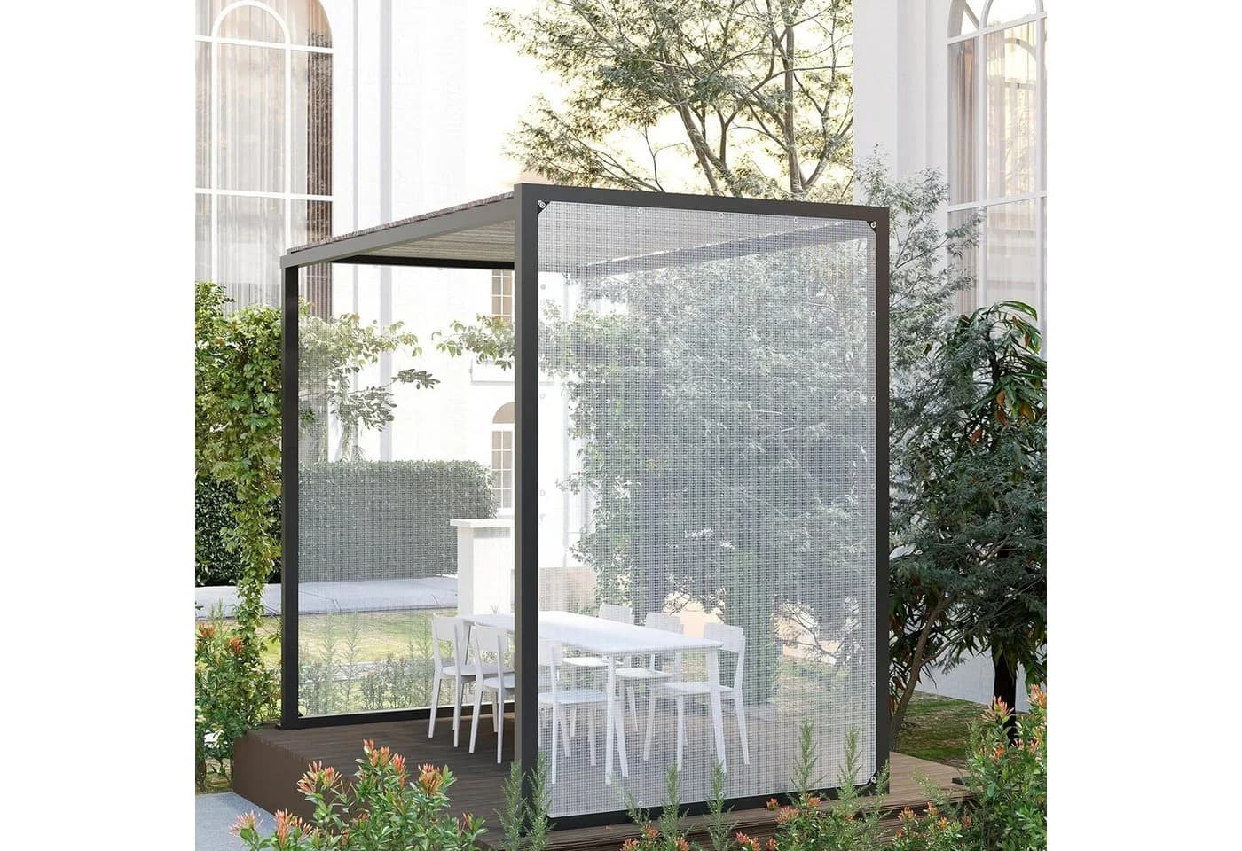 Woltu Schutzplane 140g/m² Transparent mit Aluminiumösen - Bild 4