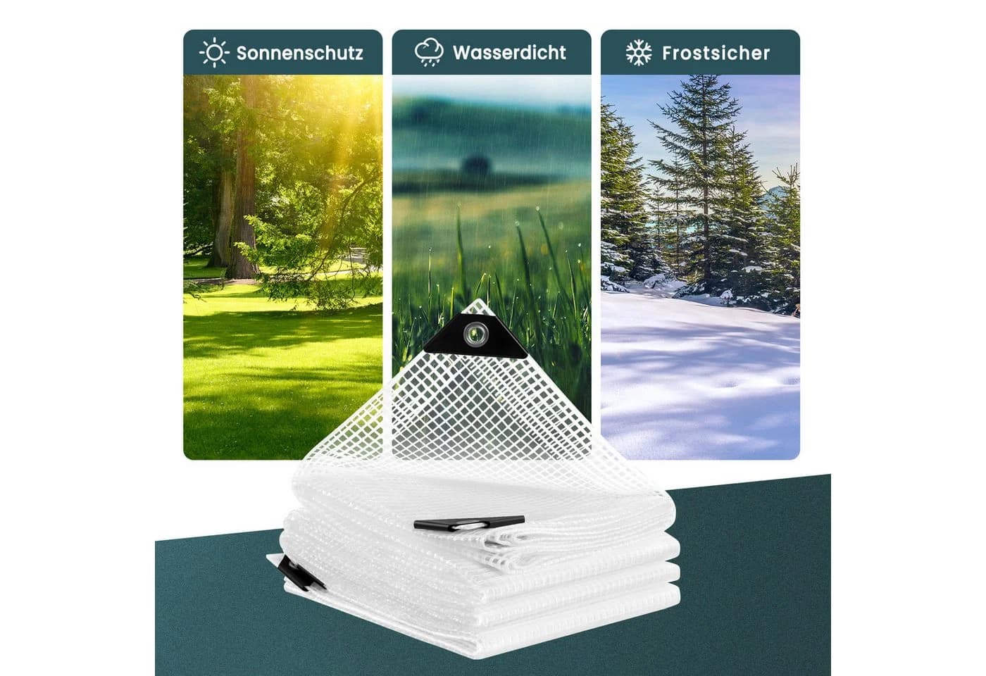 Woltu Schutzplane 140g/m² Transparent mit Aluminiumösen - Bild 5