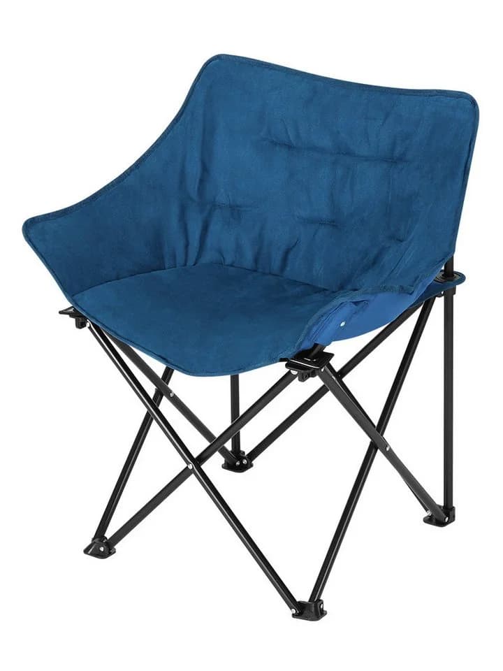Woltu Campingstuhl Faltbar Gepolstert Dunkelgrau Blau Mit Tasche - Bild 2