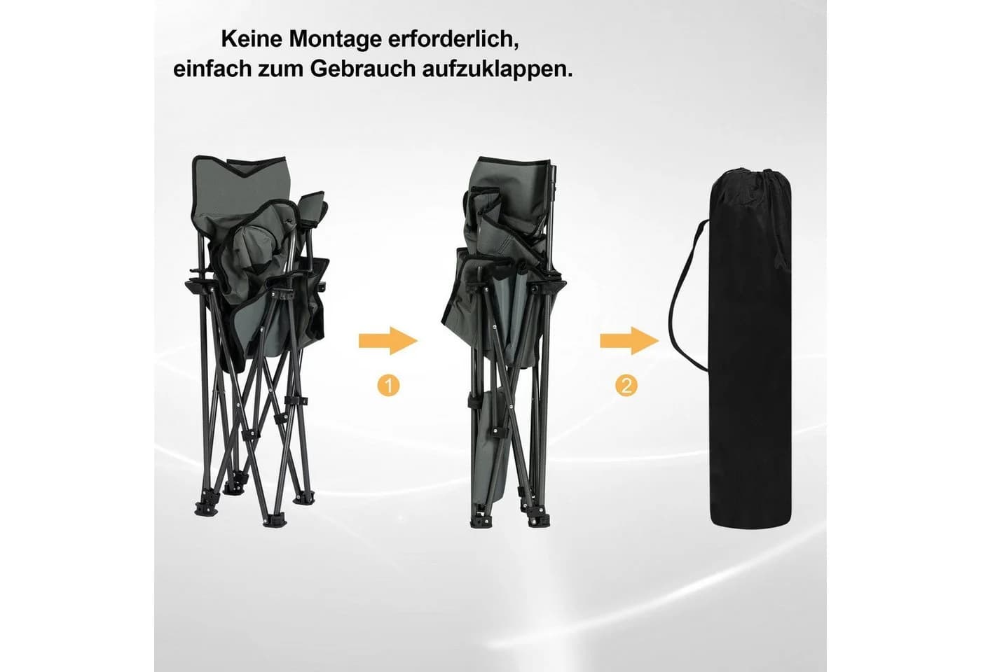 WOLTU Campingstuhl Grau Klappbar mit Getränkehalter und Seitentasche - Bild 4