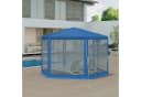 Woltu Pavillon 6-Seitenteile 3,8x3,3 m Sechseckig Moskitonetz Blau Bild 1