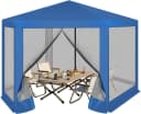 Woltu Pavillon 6-Seitenteile 3,8x3,3 m Sechseckig Moskitonetz Blau Bild 2