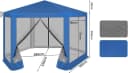 Woltu Pavillon 6-Seitenteile 3,8x3,3 m Sechseckig Moskitonetz Blau Bild 3