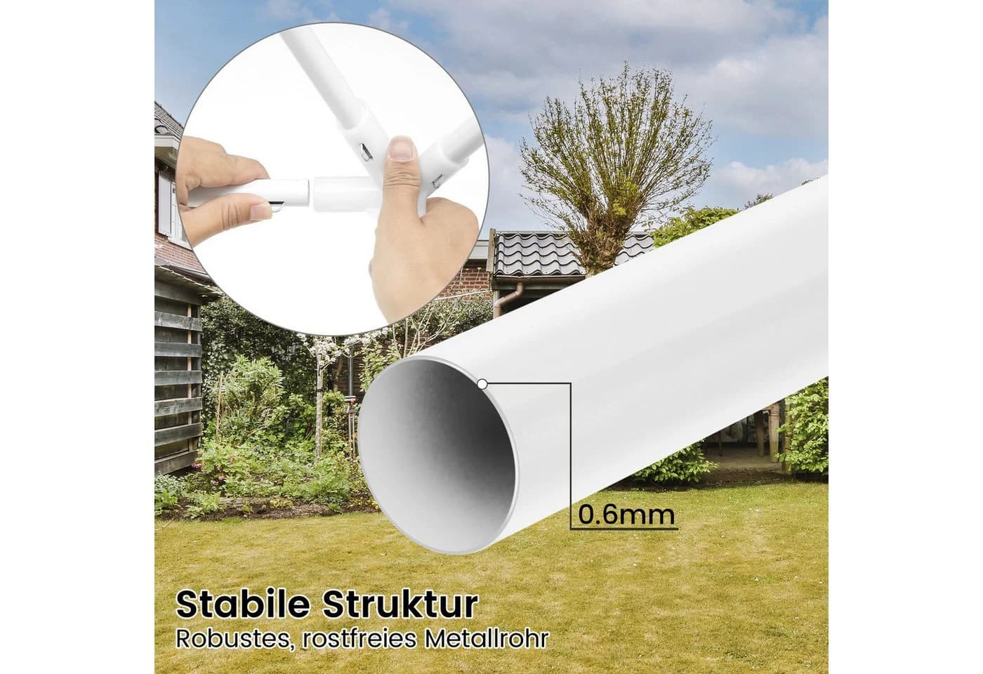 Woltu Pavillon 6-Seitenteile 3,8x3,3 m Sechseckig Moskitonetz Blau - Bild 5