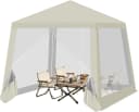 Woltu Gartenpavillon 3x3m mit Moskitonetz und Metallrahmen Beige/Blau Bild 2