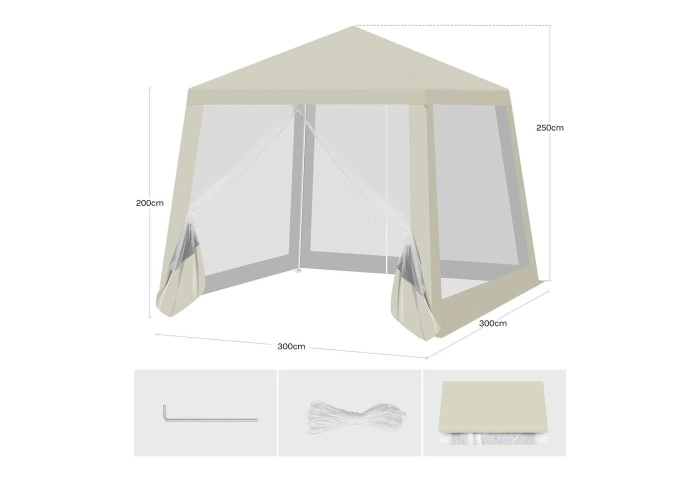 Woltu Gartenpavillon 3x3m mit Moskitonetz und Metallrahmen Beige/Blau - Bild 3