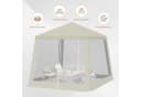 Woltu Gartenpavillon 3x3m mit Moskitonetz und Metallrahmen Beige/Blau Bild 4