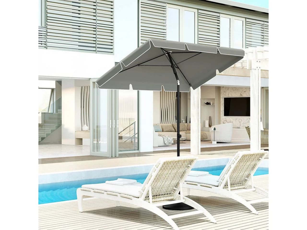 Woltu Sonnenschirm 45° knickbar UV-beständig wasserdicht 200x120 cm