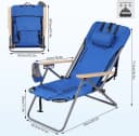 Woltu Campingstuhl Klappbar Blau Holzarmlehnen Verstellbar Bild 3
