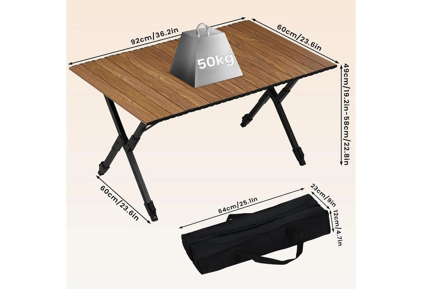 Woltu Campingtisch Alu Klapptisch Holzoptik - Bild 3