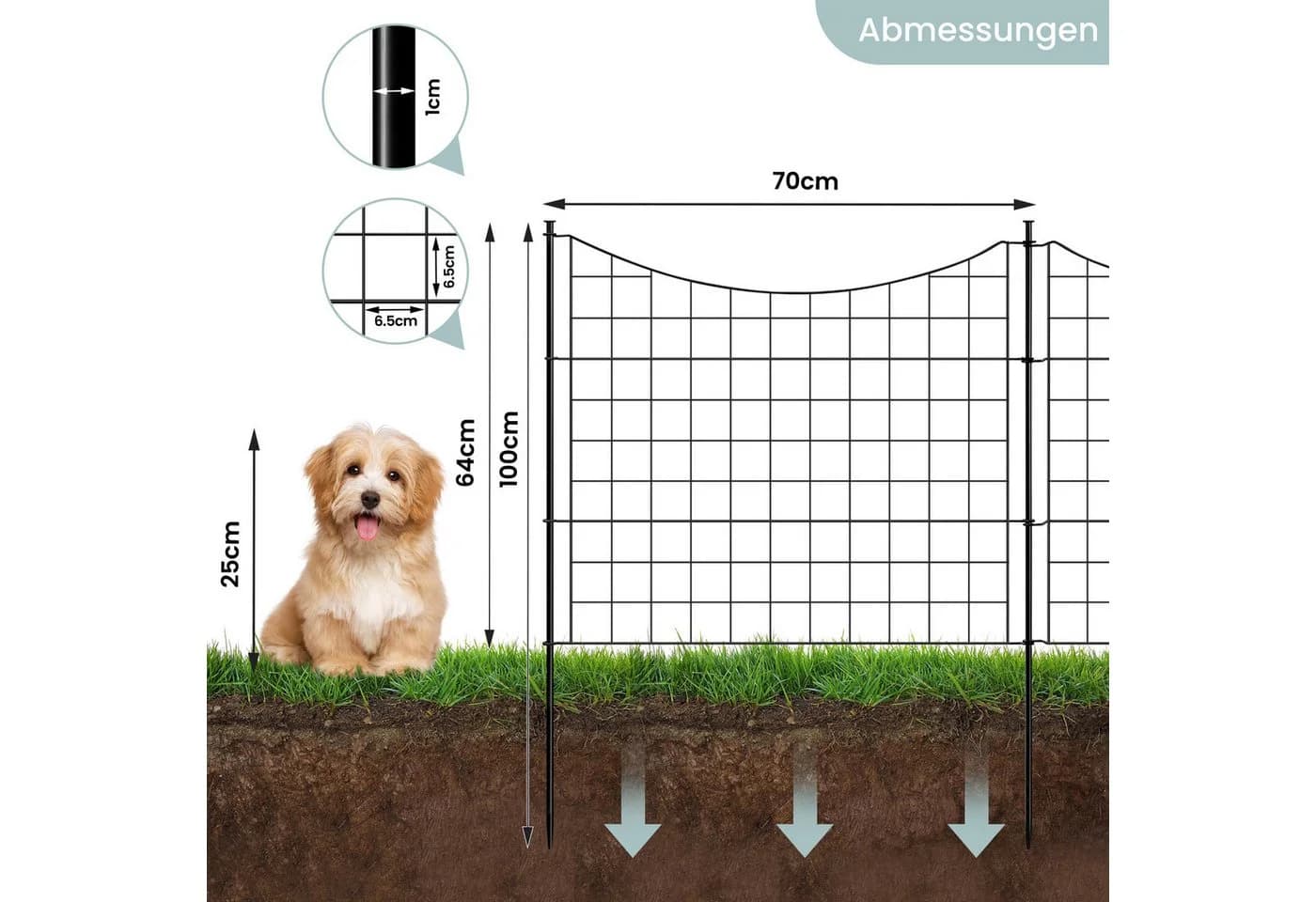 Woltu Teichzaun Schwarz Metall Steckzaun Komplettset - Bild 3