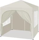 Woltu Pavillon 2x2m Beige/Silber Höhenverstellbar mit Seitenwänden Bild 2