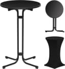 Woltu Stehtisch rund klappbar mit Husse wetterfest Schwarz/Weiß Bild 4