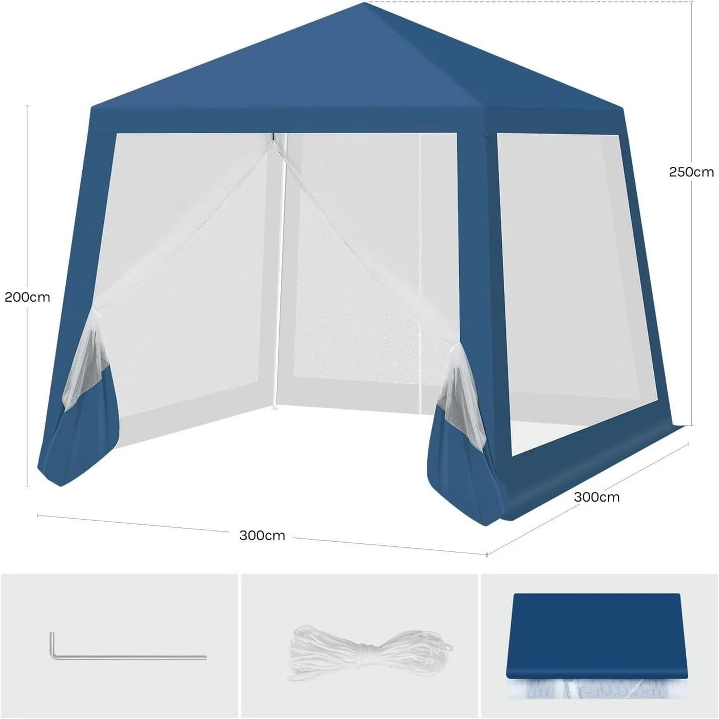 Woltu Pavillon 3x3 m mit Moskitonetz Beige/Blau - Bild 3
