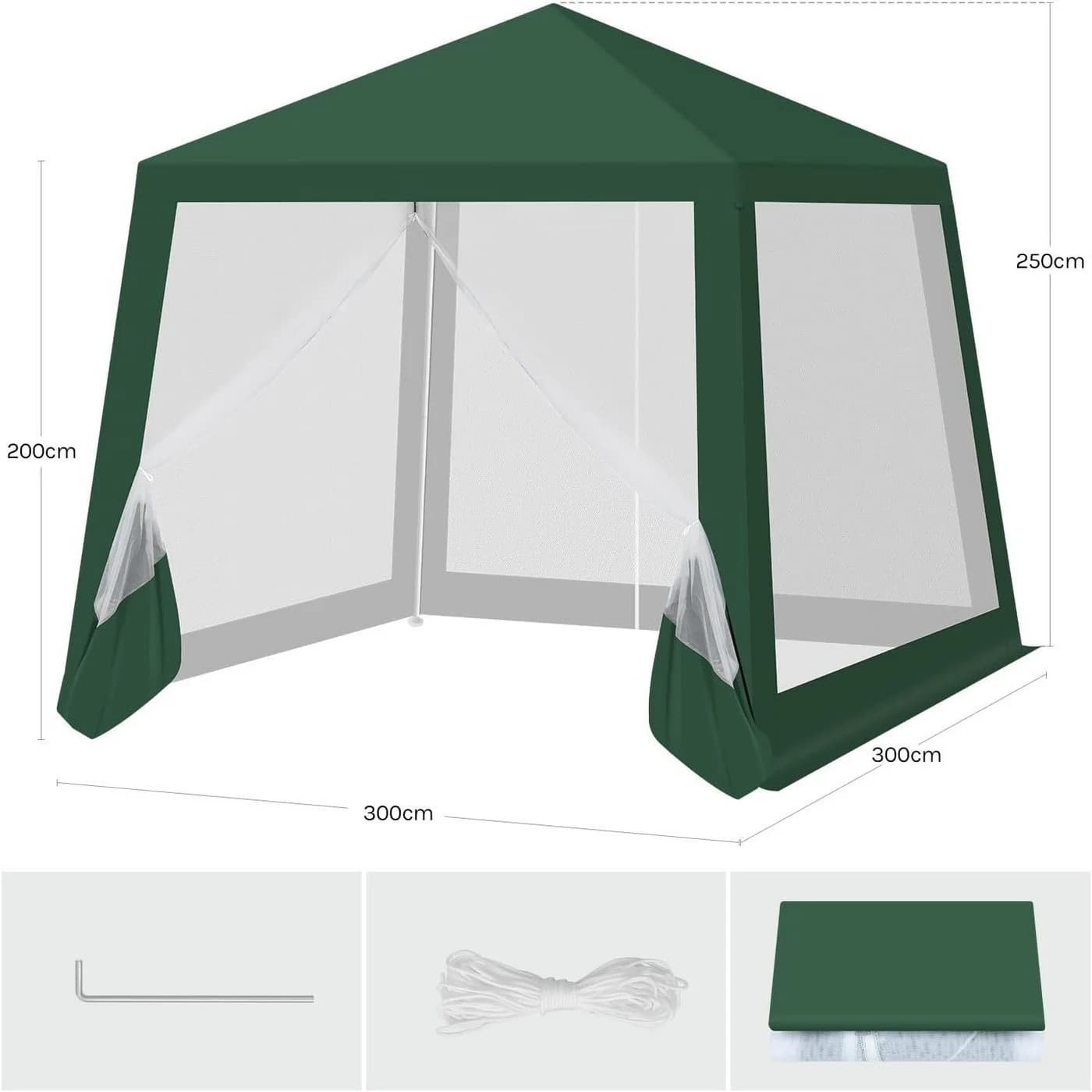 Woltu Gartenpavillon 3x3m mit Moskitonetz und Metallrahmen - Bild 3