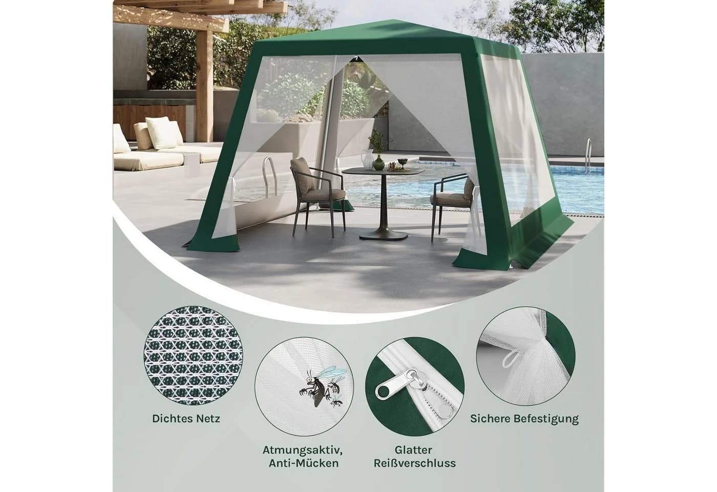 Woltu Gartenpavillon 3x3m mit Moskitonetz und Metallrahmen - Bild 4