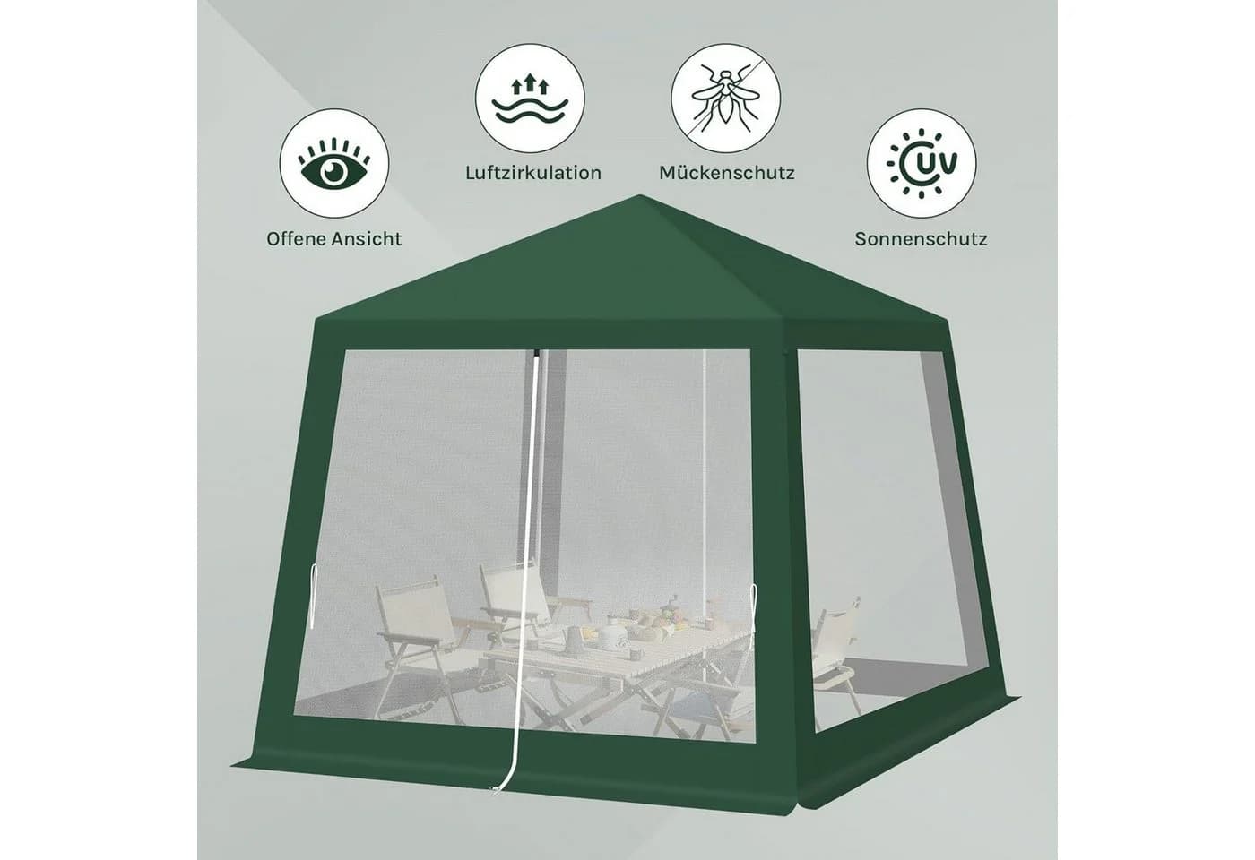 Woltu Gartenpavillon 3x3m mit Moskitonetz und Metallrahmen - Bild 5