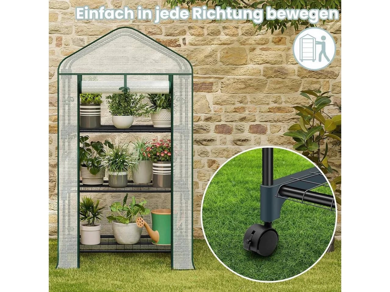 Woltu Tomatengewächshaus mit Rollen und Regalen - Bild 5