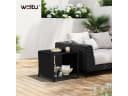 Woltu Gartentisch Schwarz mit Glasplatte und Stauraum Bild 1