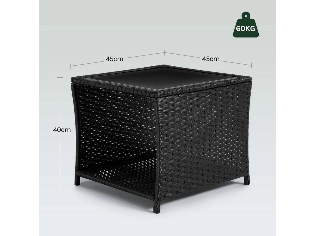 Woltu Gartentisch Schwarz mit Glasplatte und Stauraum - Bild 3
