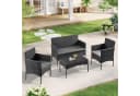 Woltu Gartenlounge-Set 4-tlg. Schwarz PE-Rattan mit Metallrahmen Bild 1