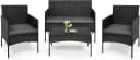 Woltu Gartenlounge-Set 4-tlg. Schwarz PE-Rattan mit Metallrahmen Bild 2