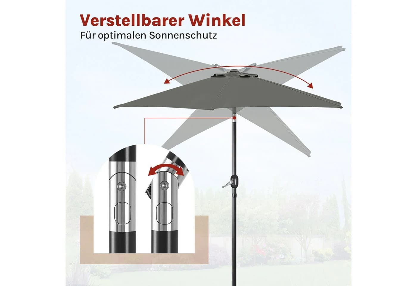 Woltu Sonnenschirm UV-beständig 45° knickbar Handkurbel - Bild 5