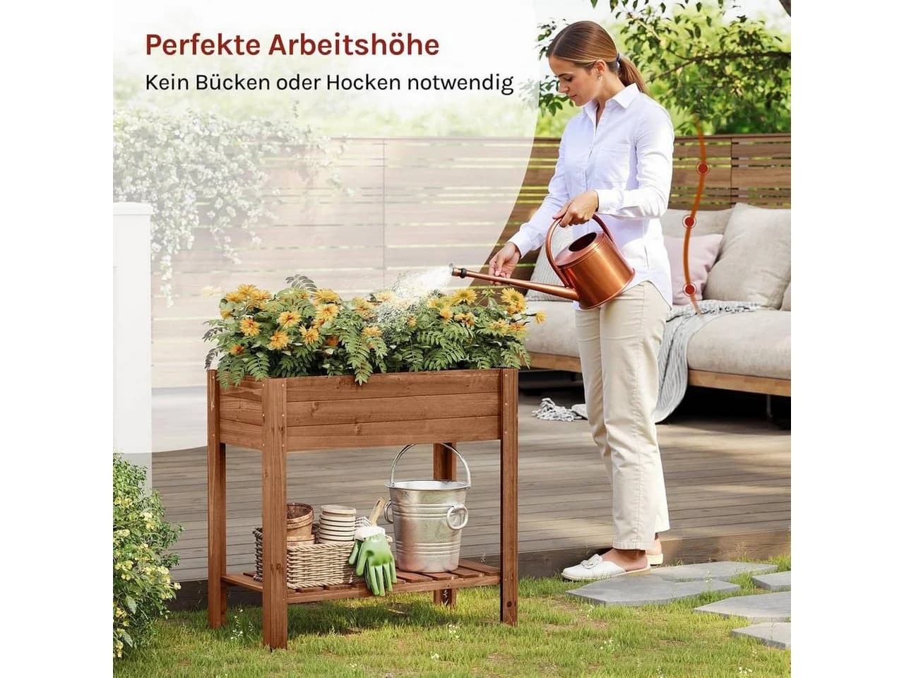 Woltu Hochbeet Tannenholz 80x75x40 cm