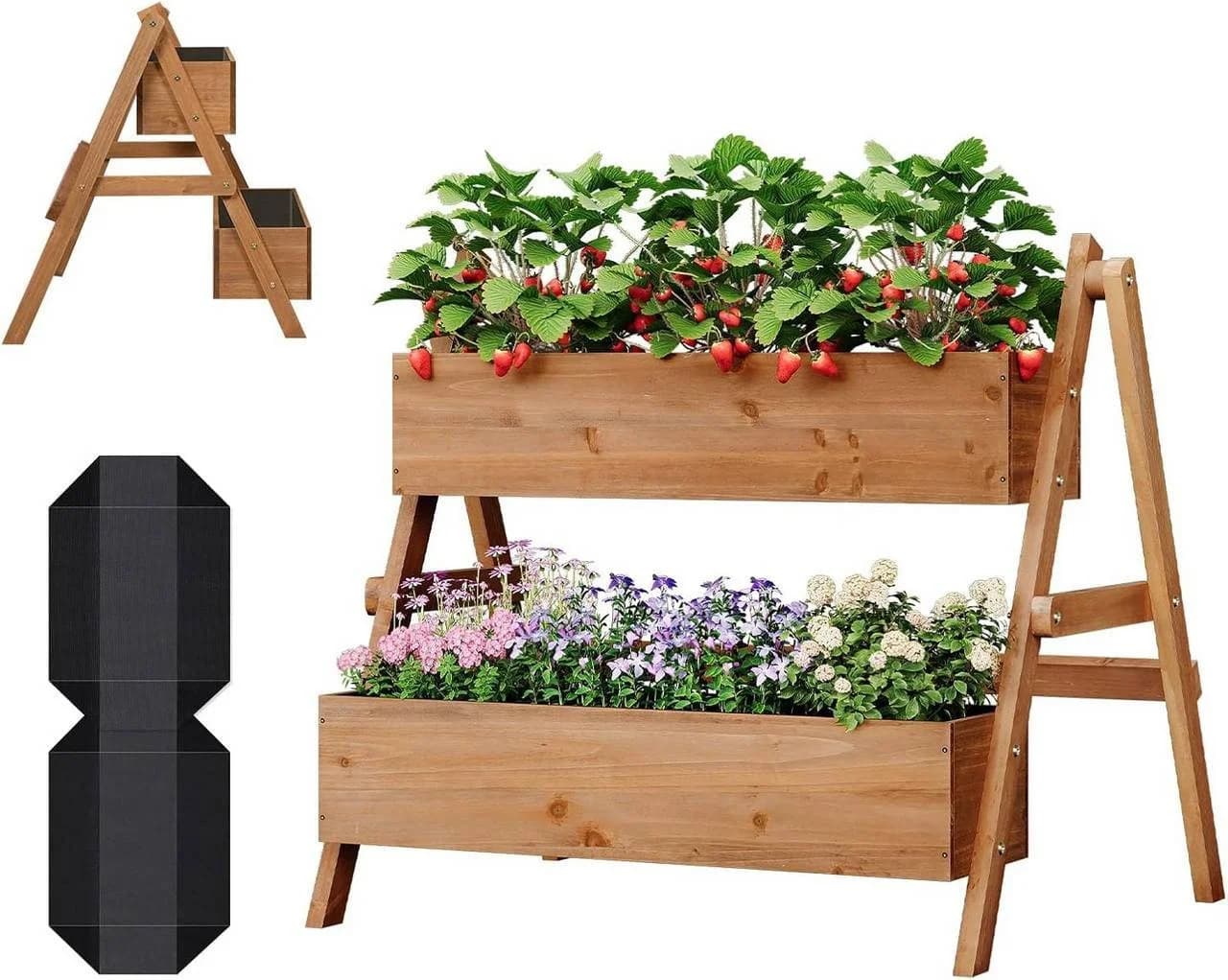 Woltu Hochbeet Tannenholz 2-stöckig Treppenförmig - Bild 2