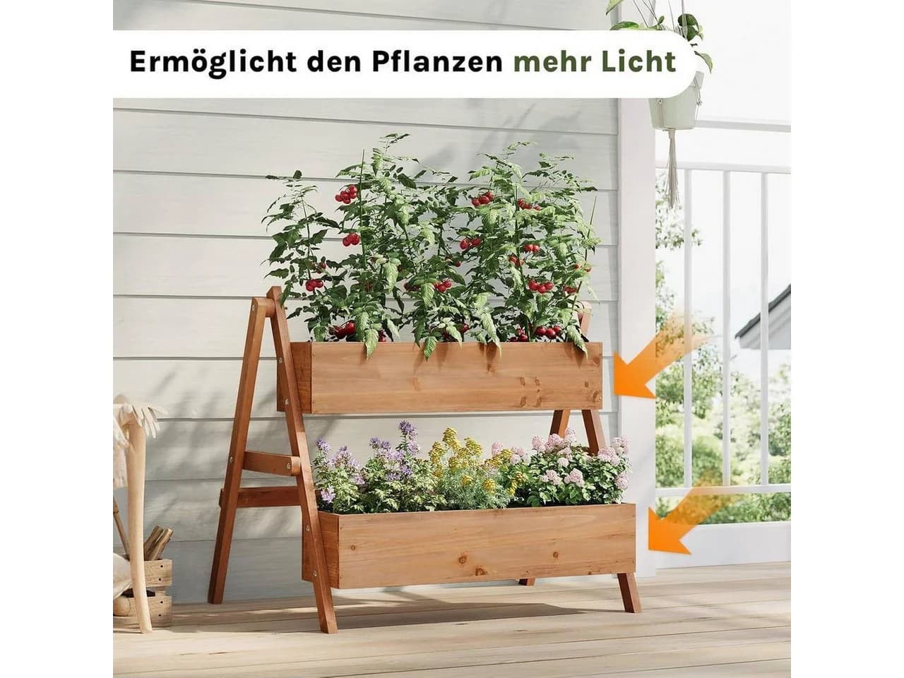 Woltu Hochbeet Tannenholz 2-stöckig Treppenförmig - Bild 5