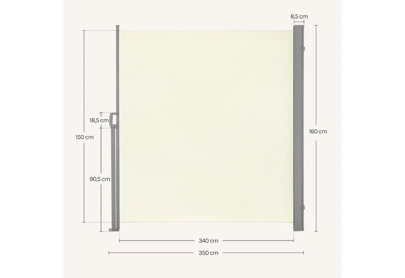 Woltu Seitenmarkise Sichtschutz Sonnenschutz Anthrazit/Creme - Bild 3