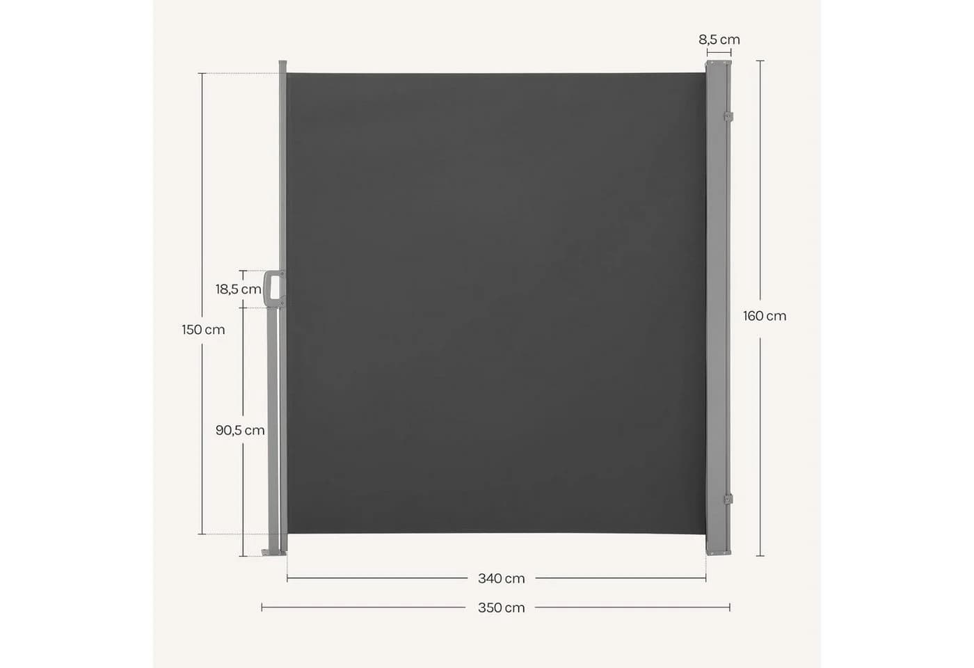 Woltu Seitenmarkise Sichtschutz Sonnenschutz Windschutz für Balkon - Bild 3
