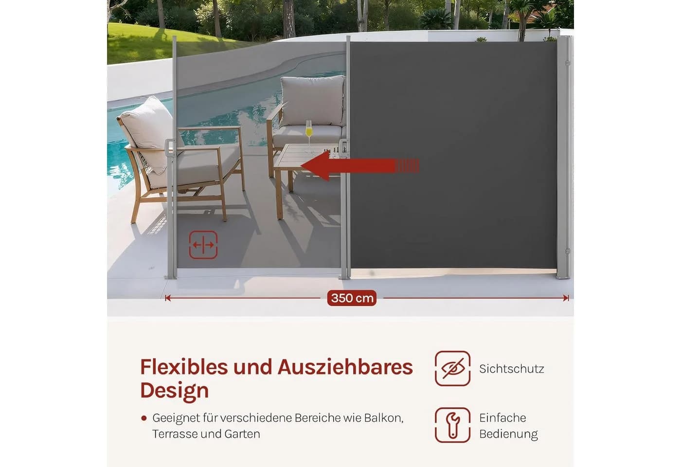Woltu Seitenmarkise Sichtschutz Sonnenschutz Windschutz für Balkon - Bild 5