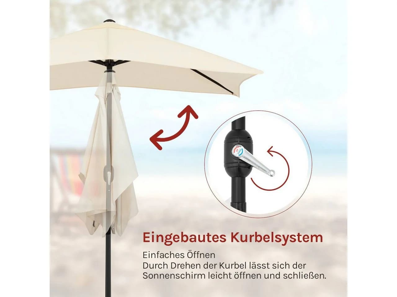 Woltu Sonnenschirm UV-Schutz UPF 50+ Neigungsverstellbar Beige - Bild 5