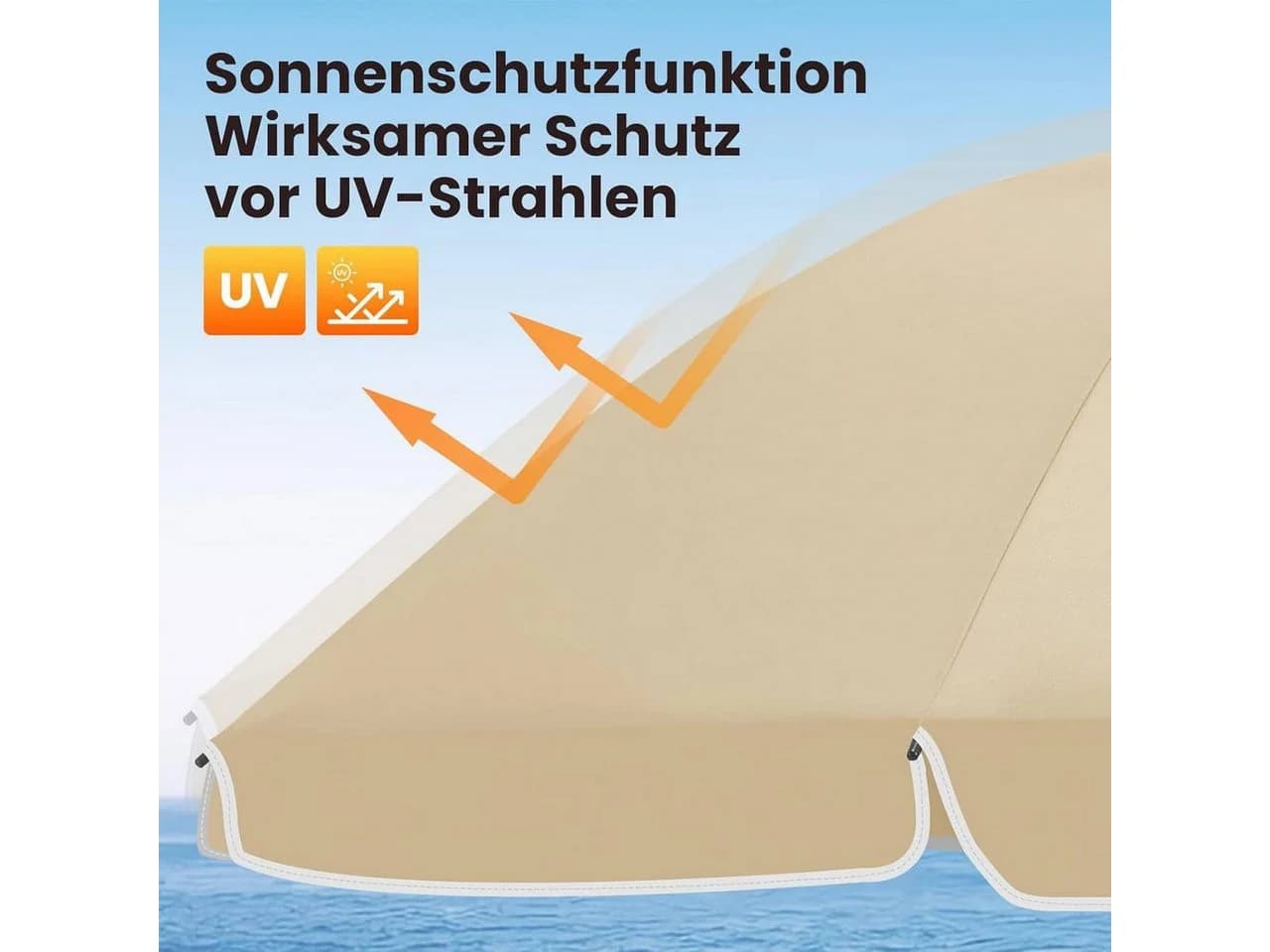 Woltu Strandschirm UV-beständig höhenverstellbar 45° knickbar rund - Bild 5