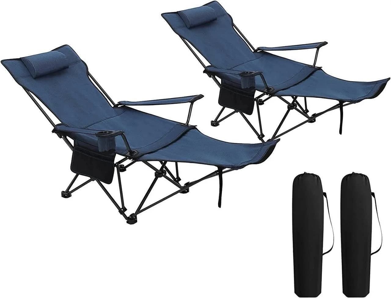 Woltu Campingstuhl (2 St) Klappbar Outdoor Armlehnen Getränkehalter Blau - Bild 2