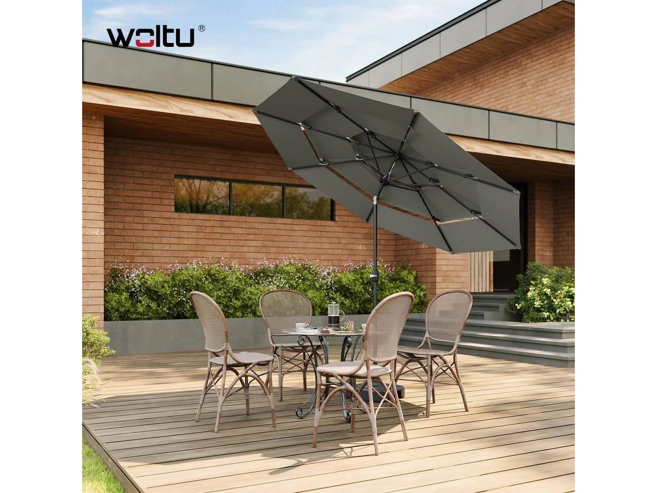 Woltu Sonnenschirm UV-Schutz UPF 50+ Dunkelgrau