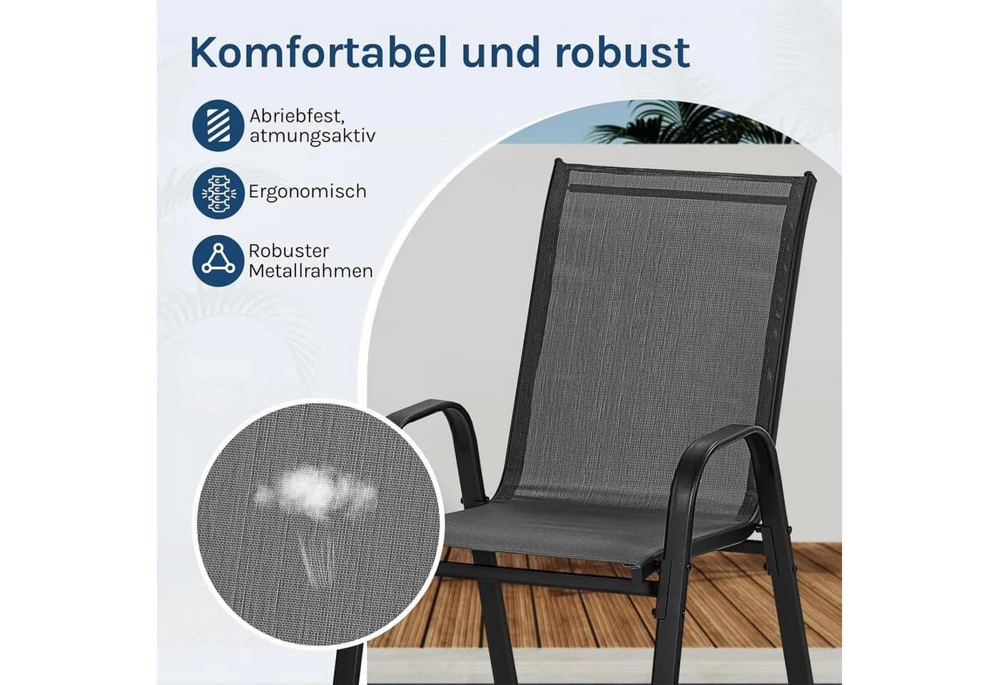 Woltu Gartenstuhl 4 St. stapelbar dunkelgrau - Bild 4