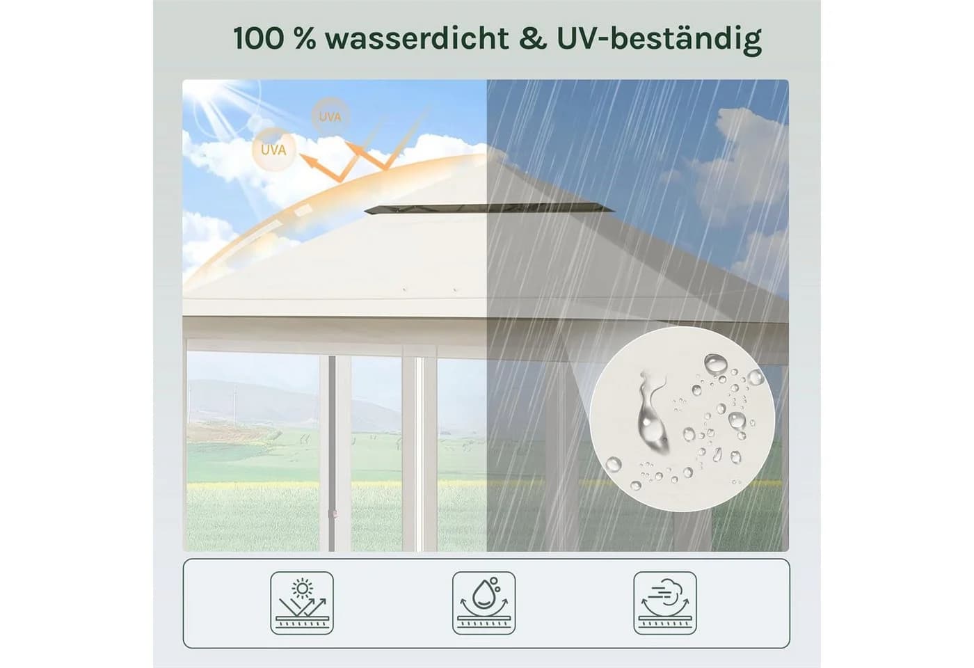 Woltu Pavillon 3x3 m mit Moskitonetz und höhenverstellbar - Bild 4