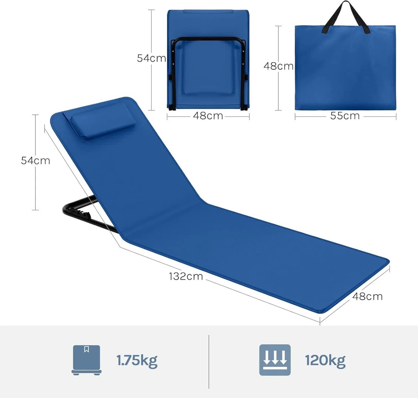 Woltu Multifunktionsliege Blau 3-stufig verstellbar klappbar - Bild 3
