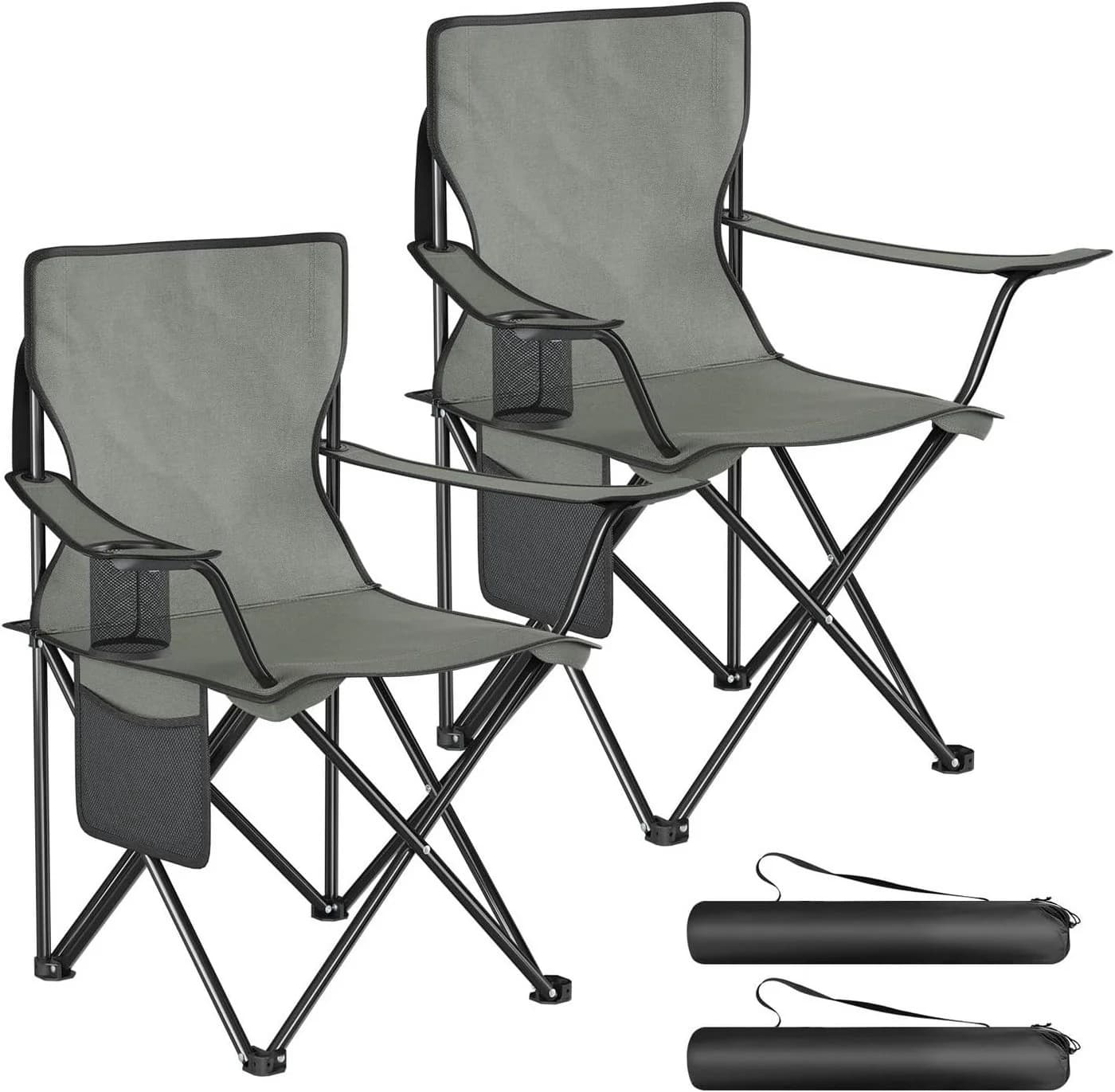 Woltu Campingstuhl 2er Set Klappbar Grau Schwarz Outdoor - Bild 2