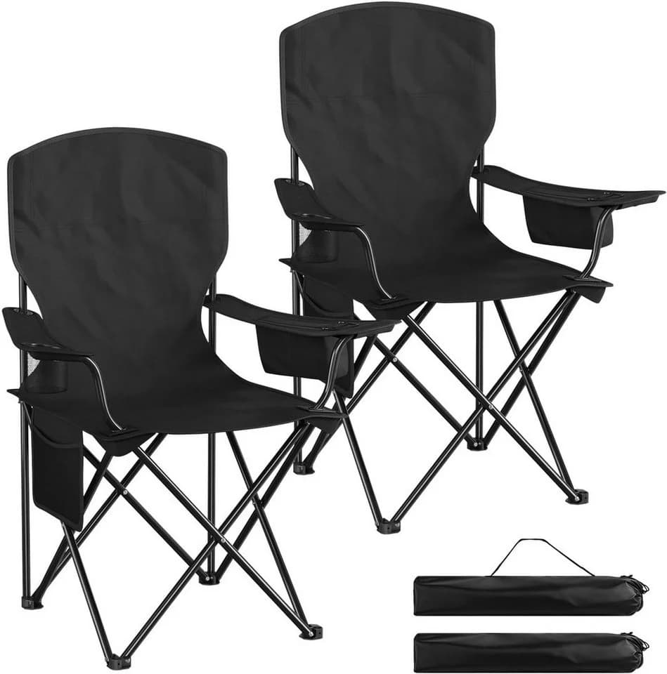 Woltu Campingstuhl 2er Set Klappbar mit Kühltasche & Getränkehalter - Bild 2